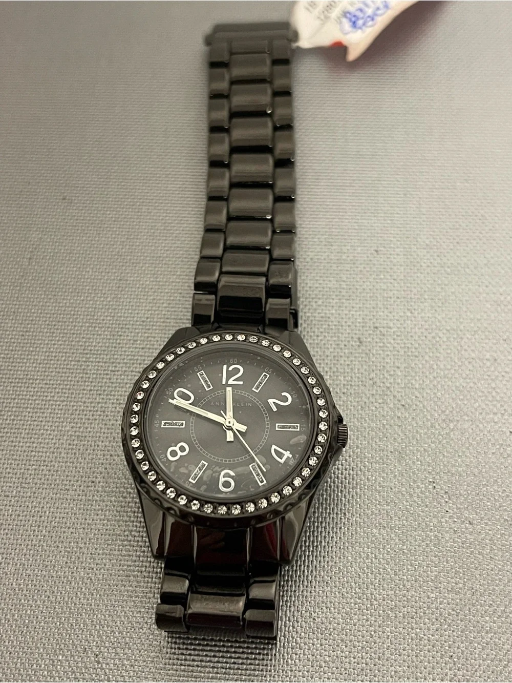 Anne Klein Women’s Black Dial Black-Trim Band Watch AK/1899 New w/Box & Manual